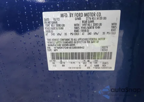 2014 Ford Explorer Xlt z USA, uszkodzony, nr VIN 1FM5K7D81EGB08842